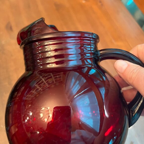 Vintage Ruby Red Glass 42oz Jug Pitcher by Anchor Hocking Glass - Picture 6 of 8